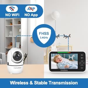 HelloBaby No WiFi Baby Monitor HB6550 5" Screen 30-Hour Battery Pan-Tilt-Zoom - New image 5