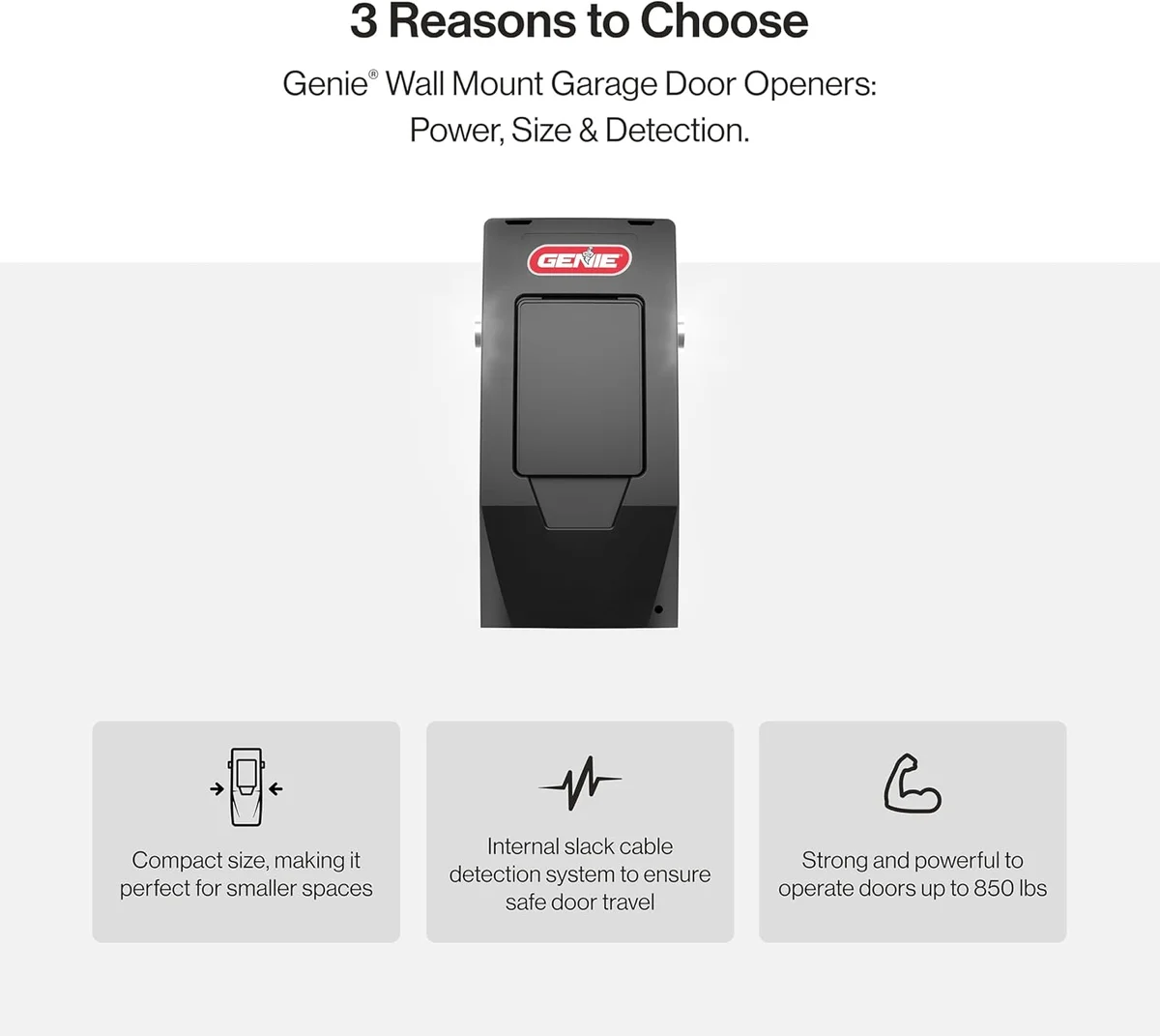 Genie Residential Wall Mounted Garage Door Opener 6072H-O Bluetooth LED Light Black New image 5