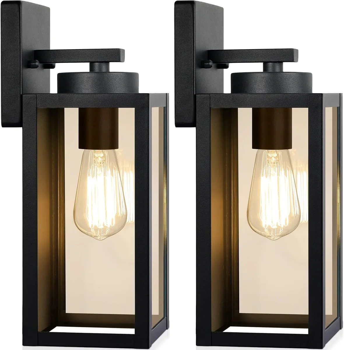 BesLowe Outdoor Wall Light Fixtures E26 Waterproof Modern Matte Black 2-Pack - New