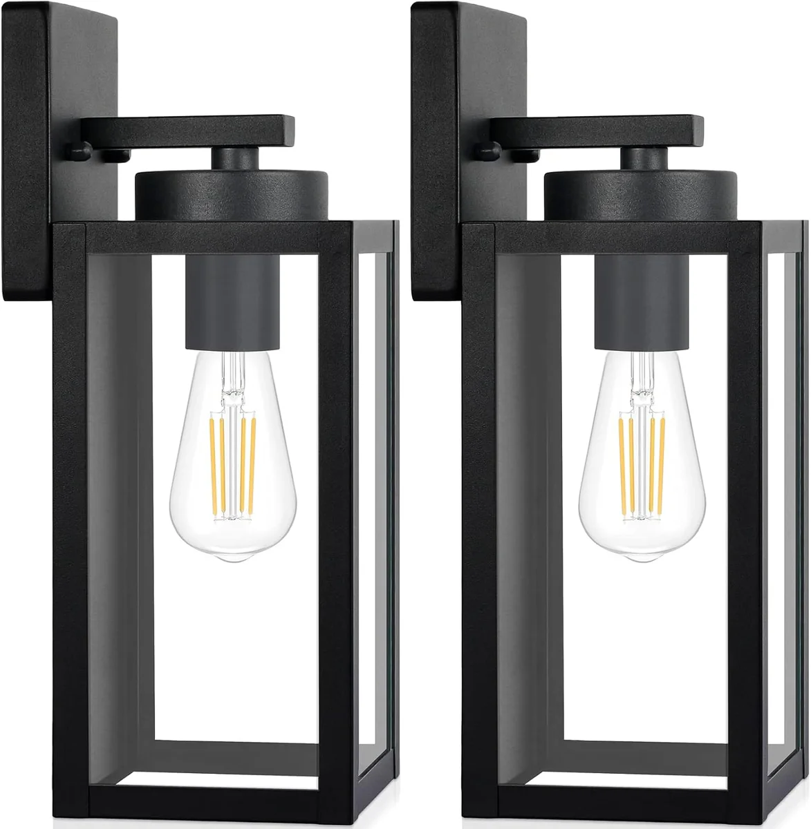 BesLowe Outdoor Wall Light Fixtures E26 Waterproof Modern Matte Black 2-Pack - New image 9