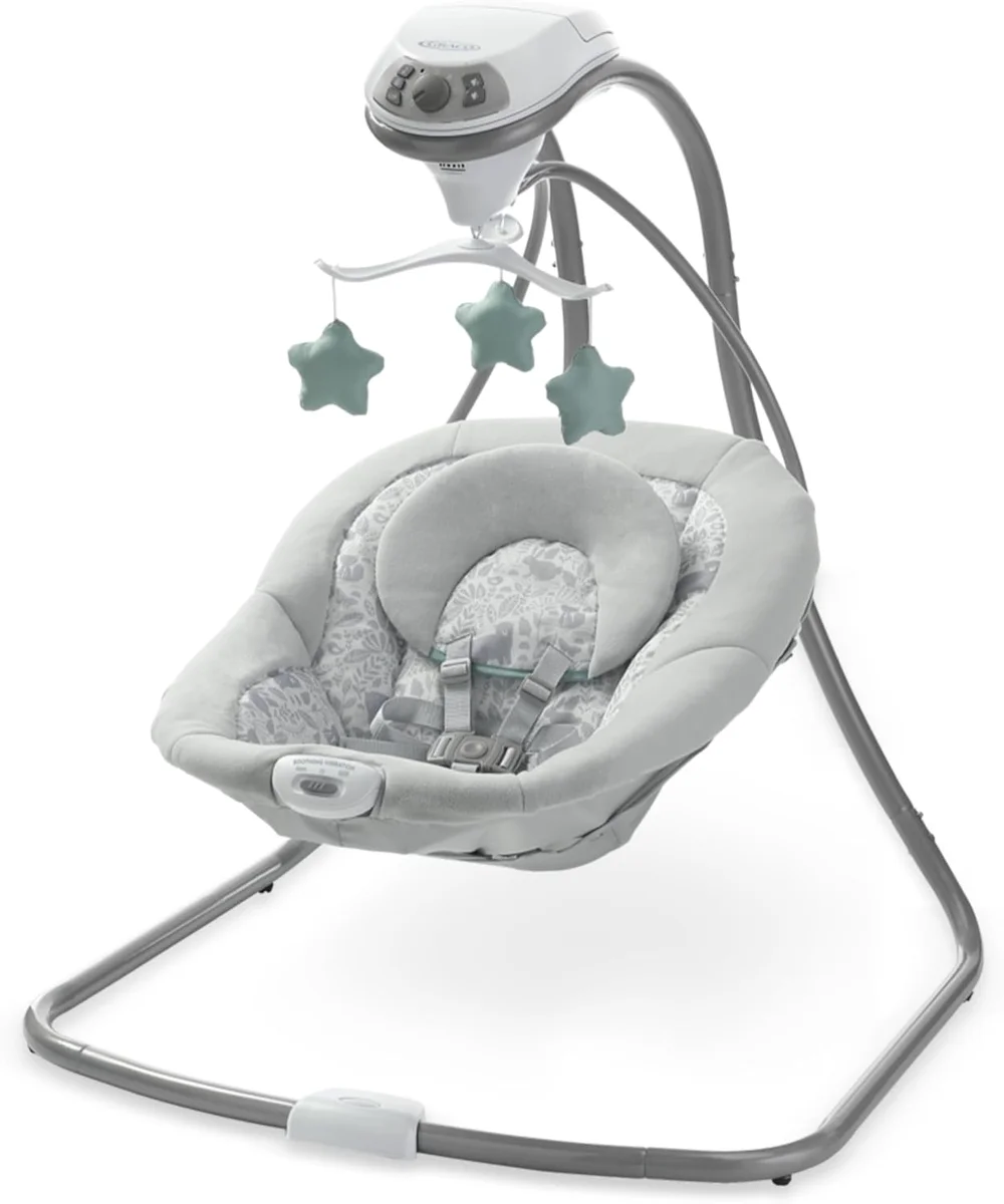 Graco Simple Sway Baby Swing, Side‑to‑Side Motion, Infant Swing with 6 Speeds, Vibration, Ivy