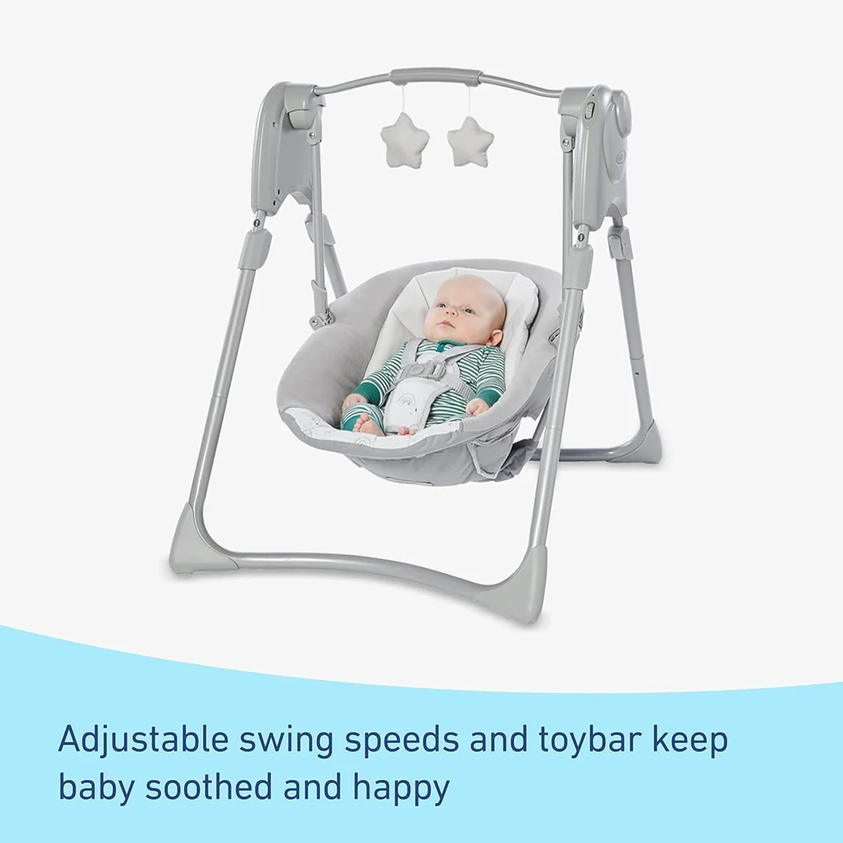 Graco Slim Spaces Compact Baby Swing 2156182 Height Adjustable Portable Reign New image 2