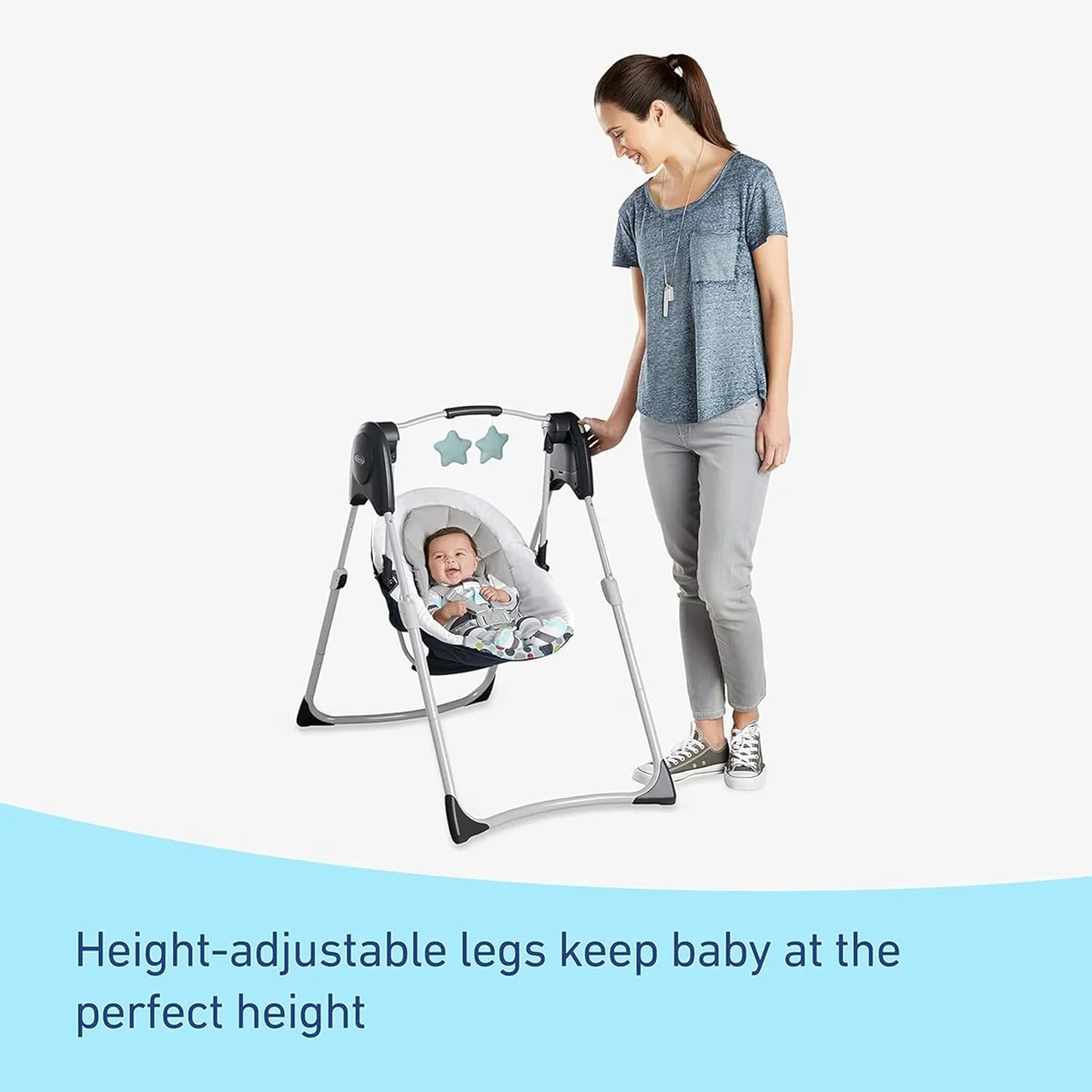 Graco Slim Spaces Compact Baby Swing 2156182 Height Adjustable Portable Reign New image 6