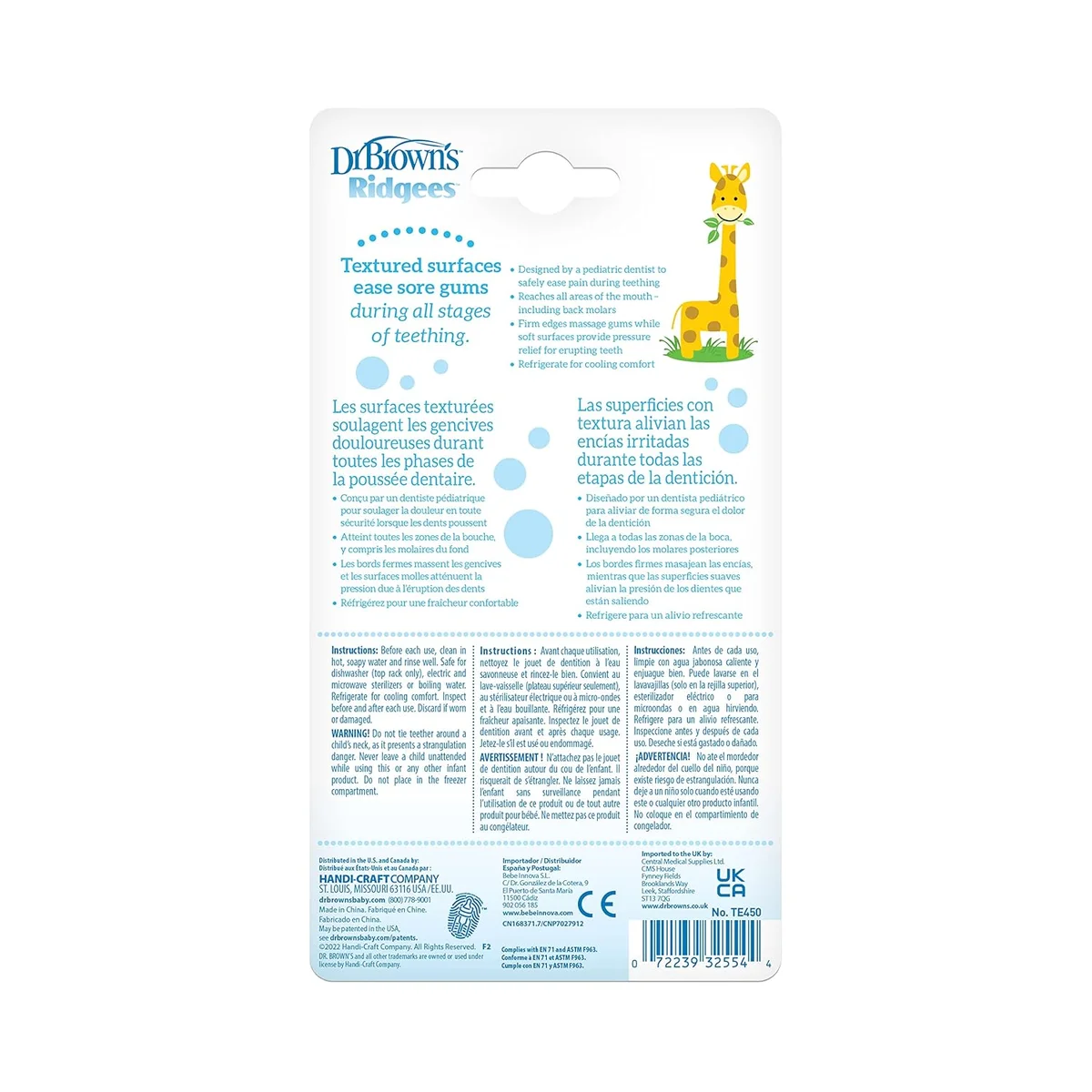 Dr. Brown's Ridgees Giraffe Massaging Baby Teether TE450-P2 BPA Free Lightweight - New image 3