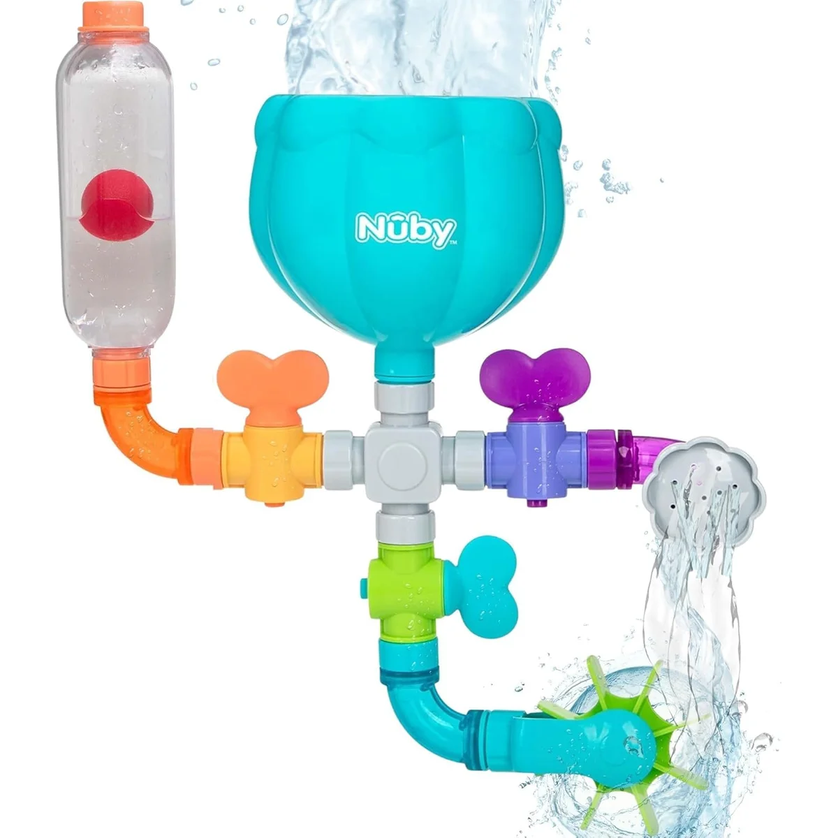Nuby Wacky Waterworks Pipes Bath Toy 80902 Interactive Features Plastic New