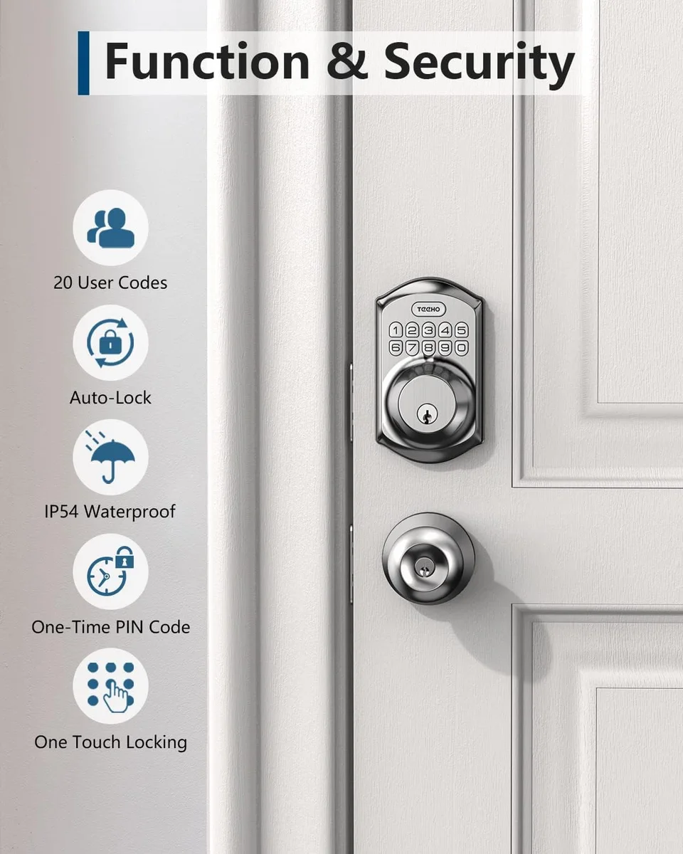 TEEHO Keyless Entry Door Lock TE001 Smart Deadbolt Auto Lock Satin Nickel New image 6