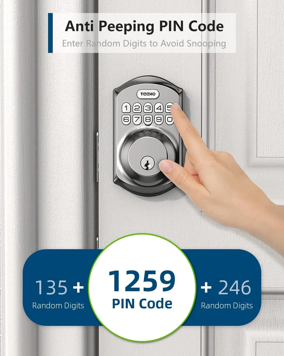 TEEHO Keyless Entry Door Lock TE001 Smart Deadbolt Auto Lock Satin Nickel New image 7
