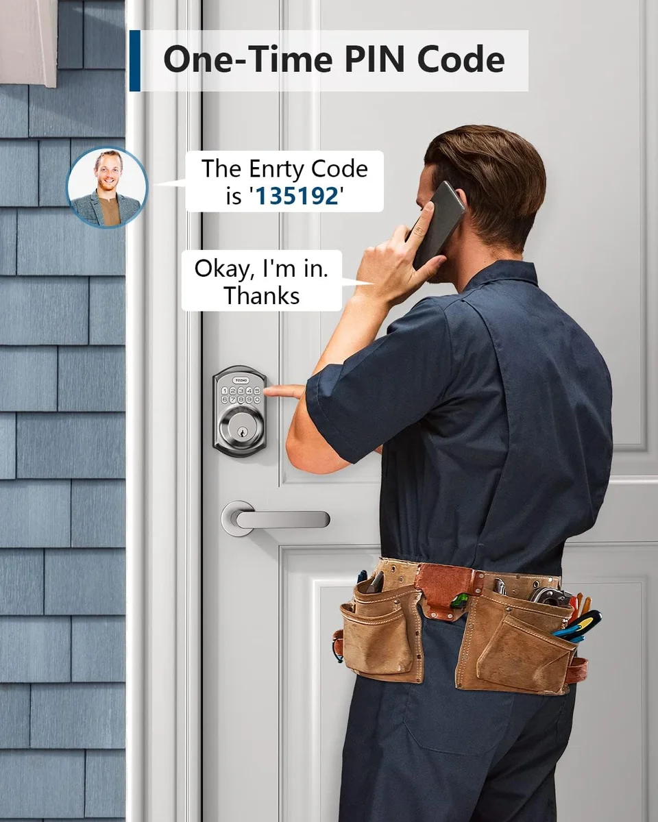 TEEHO Keyless Entry Door Lock TE001 Smart Deadbolt Auto Lock Satin Nickel New image 4