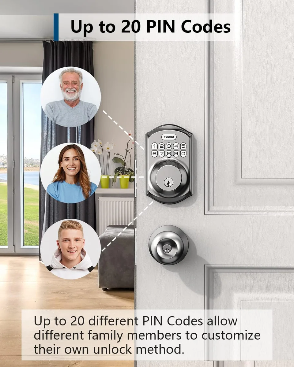 TEEHO Keyless Entry Door Lock TE001 Smart Deadbolt Auto Lock Satin Nickel New image 2