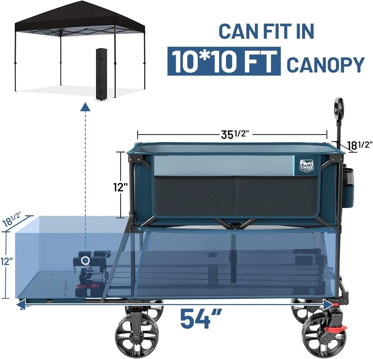 TIMBER RIDGE 400L Large Capacity Folding Double Decker Wagon 450lbs Blue New image 15