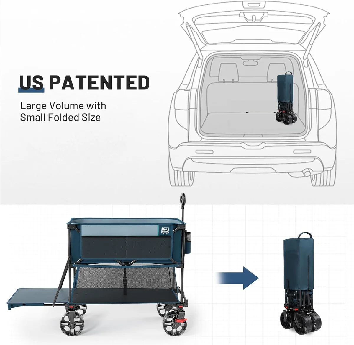 TIMBER RIDGE 400L Large Capacity Folding Double Decker Wagon 450lbs Blue New image 17