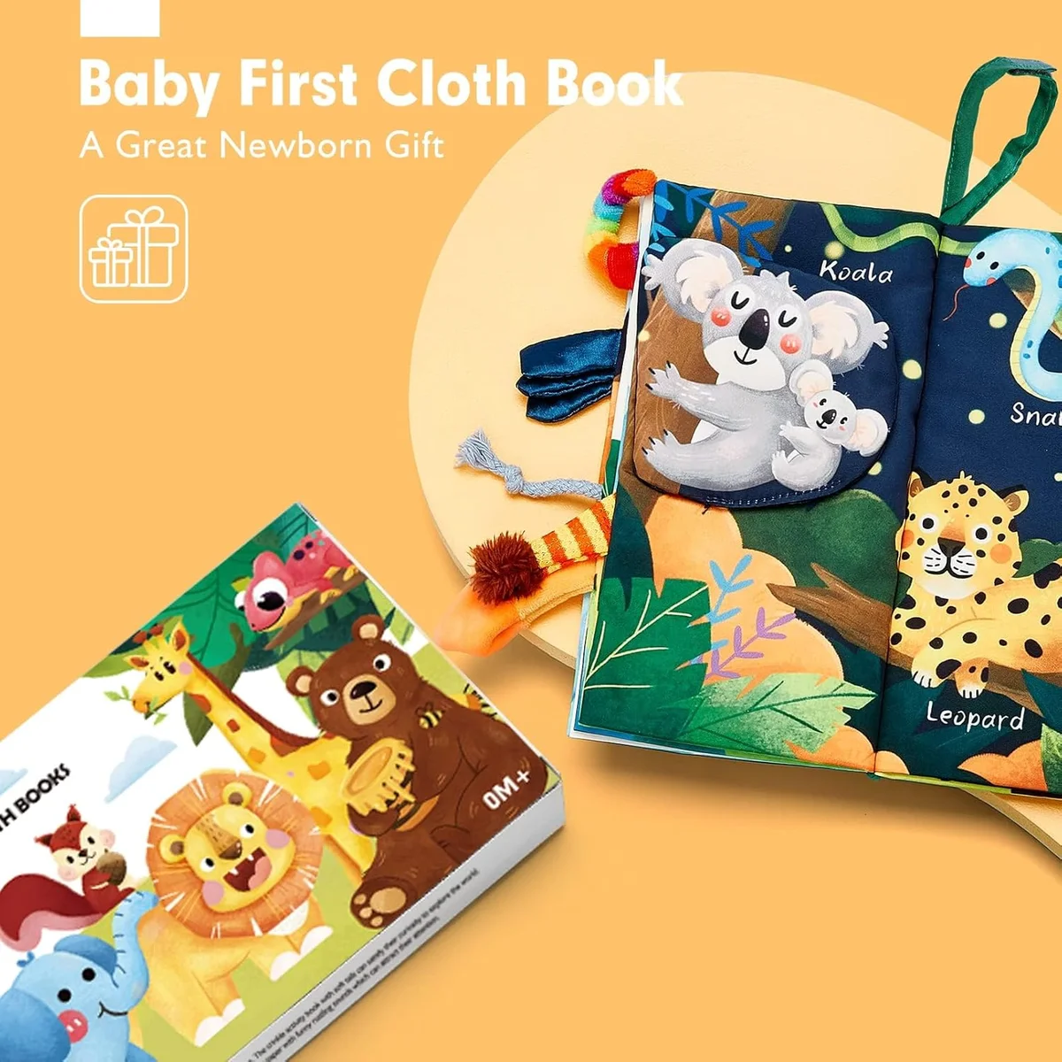 hahaland Baby Books Touch Feel Book PL002B - 3D Tails, Sensory Development, Cloth - Jungle - New image 2