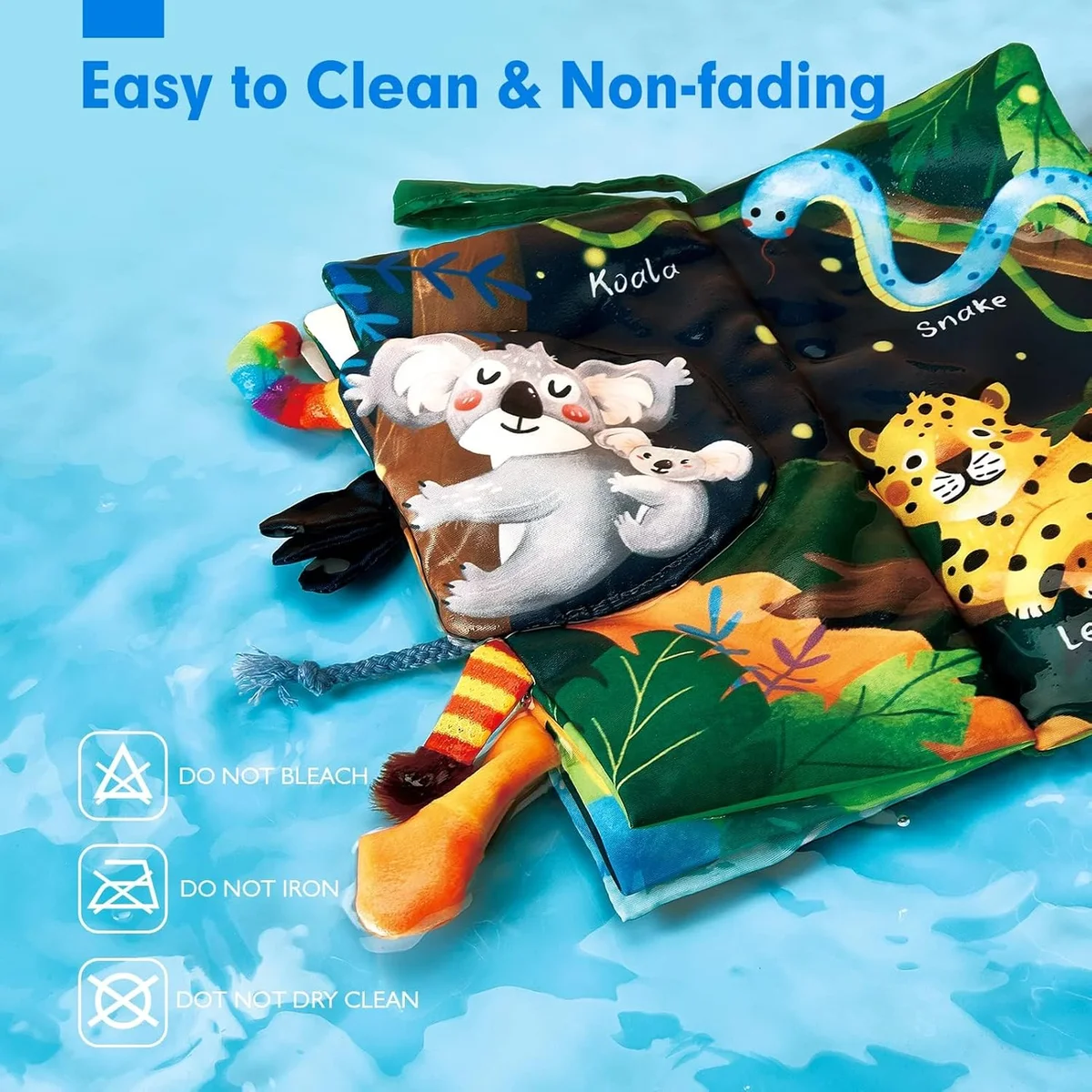 hahaland Baby Books Touch Feel Book PL002B - 3D Tails, Sensory Development, Cloth - Jungle - New image 7