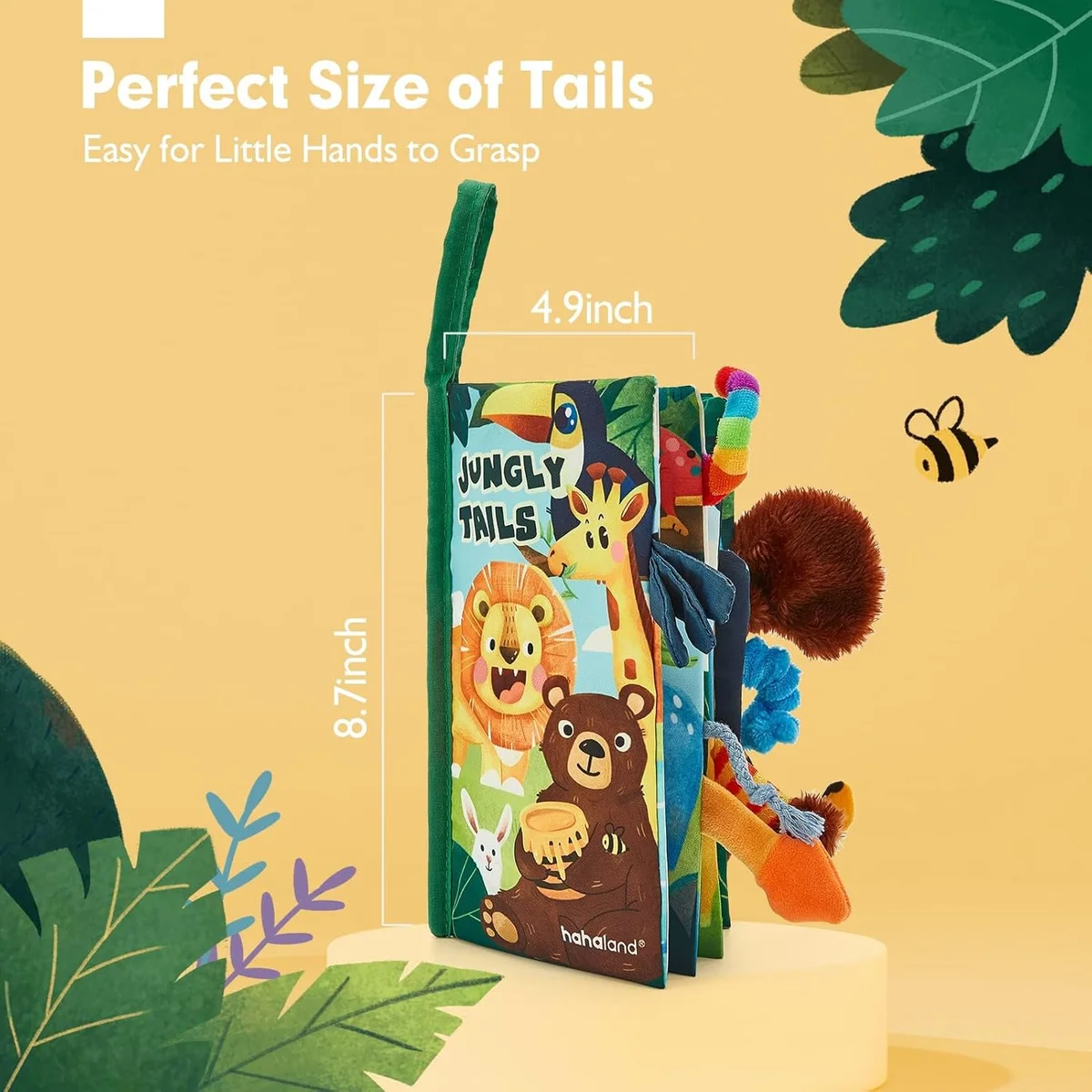 hahaland Baby Books Touch Feel Book PL002B - 3D Tails, Sensory Development, Cloth - Jungle - New image 8