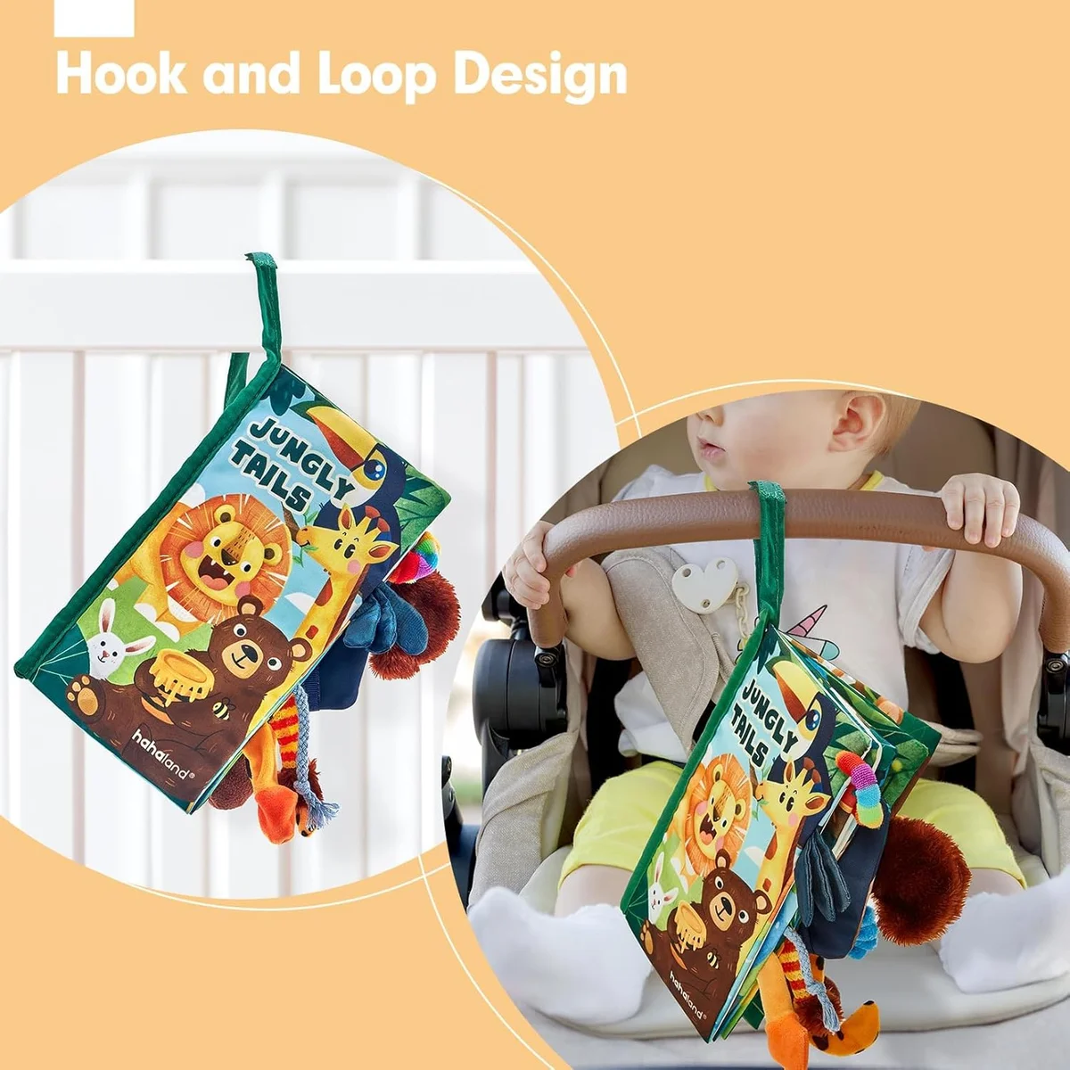 hahaland Baby Books Touch Feel Book PL002B - 3D Tails, Sensory Development, Cloth - Jungle - New image 9
