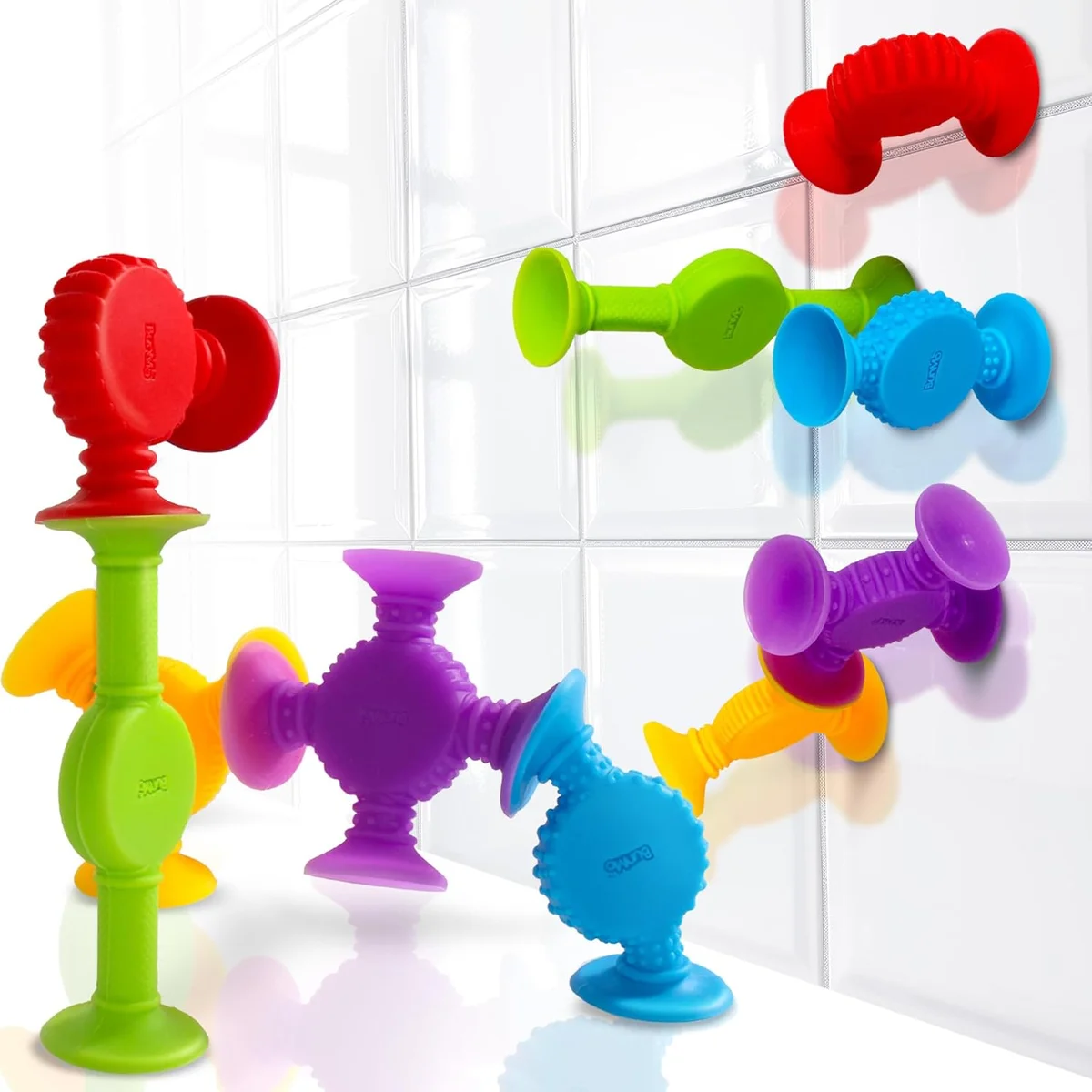 BUNMO Suction Bath Toys Textured Silly Suckers 10 Pack - New