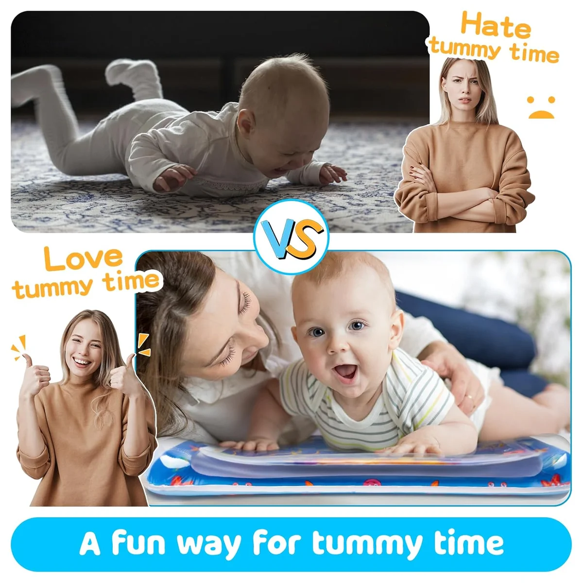 Yeeeasy Tummy Time Water Mat丨Inflatable Tummy Time Water Play Mat for Babies, Infants and Toddlers 3 to 24 Months Promote Development Toys Baby Toys essentials and Gifts image 2