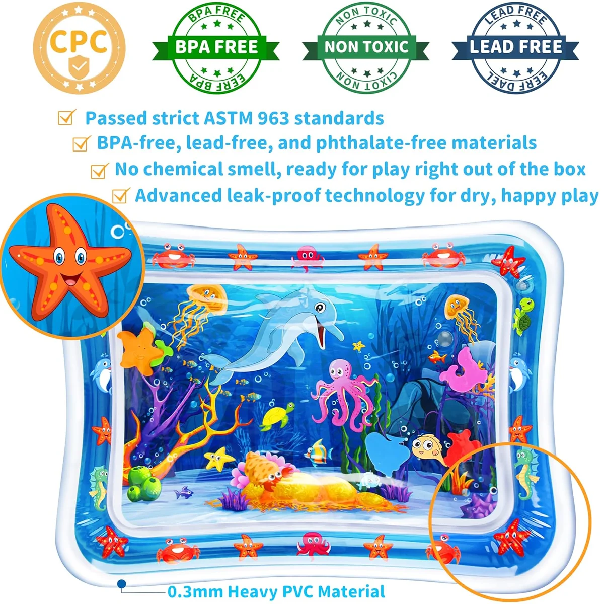 Yeeeasy Tummy Time Water Mat丨Inflatable Tummy Time Water Play Mat for Babies, Infants and Toddlers 3 to 24 Months Promote Development Toys Baby Toys essentials and Gifts image 5