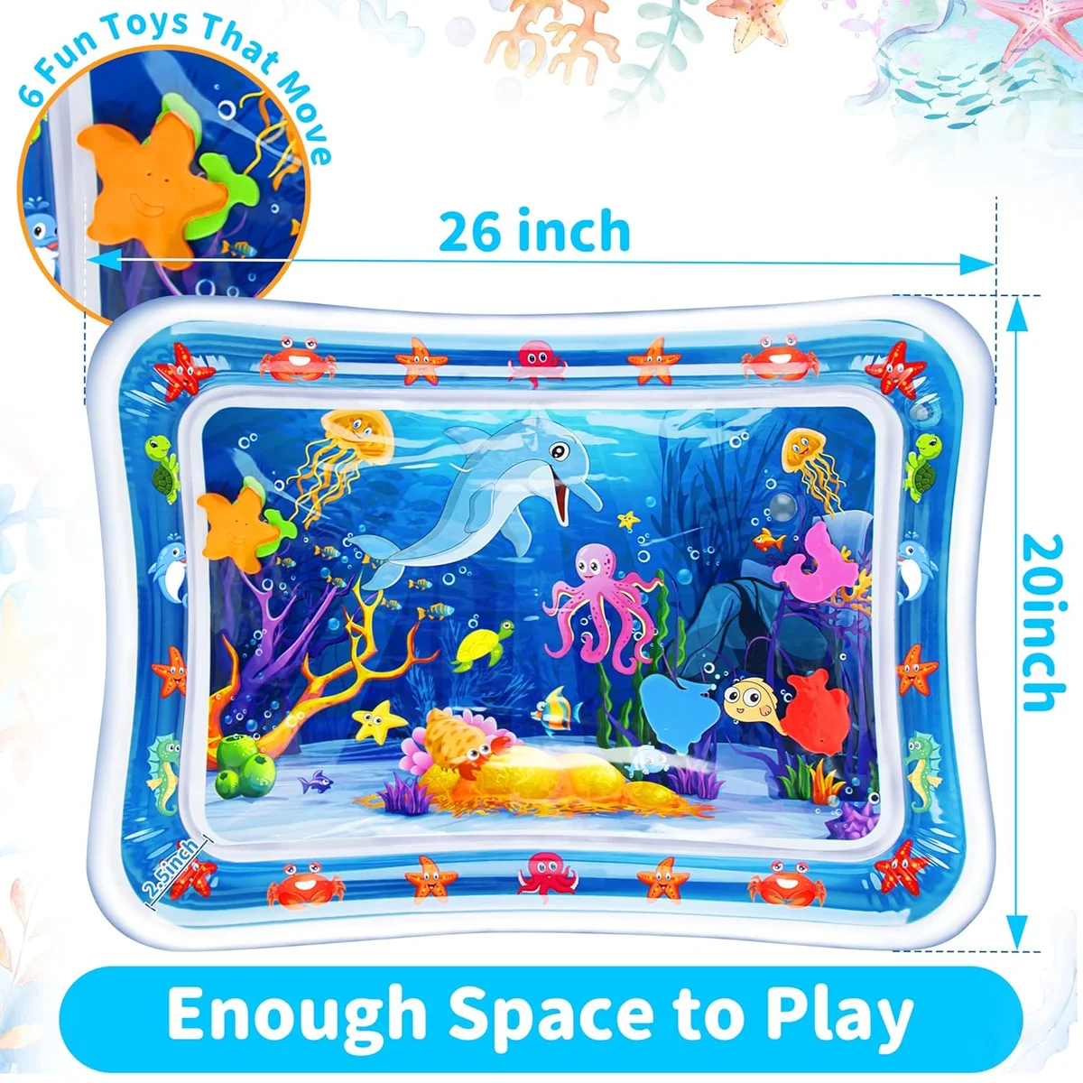 Yeeeasy Tummy Time Water Mat丨Inflatable Tummy Time Water Play Mat for Babies, Infants and Toddlers 3 to 24 Months Promote Development Toys Baby Toys essentials and Gifts image 6