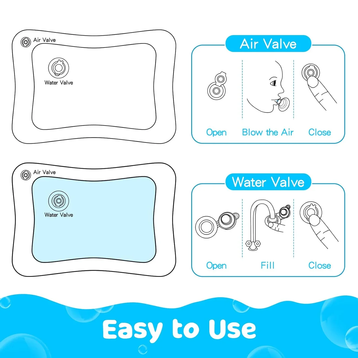 Yeeeasy Tummy Time Water Mat丨Inflatable Tummy Time Water Play Mat for Babies, Infants and Toddlers 3 to 24 Months Promote Development Toys Baby Toys essentials and Gifts image 7
