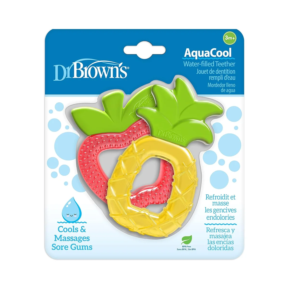Dr. Brown's AquaCool Water-Filled Teether TE024 Cooling Baby Teether Toy 3m+ Apple Pineapple New image 2