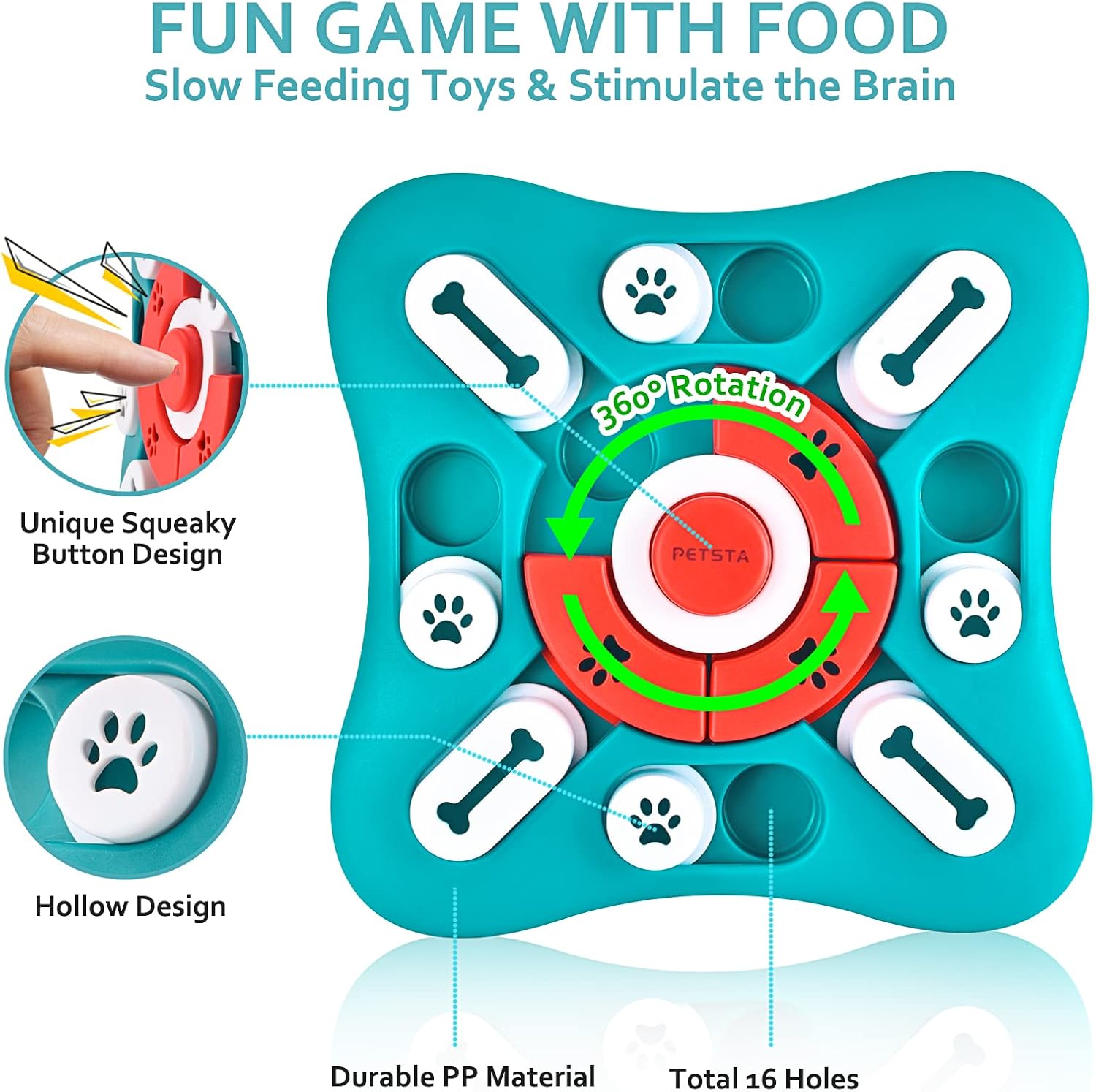 PETSTA Dog Puzzle Toys Treat Dispensing Level2-UFO 10"x10" Green New image 4