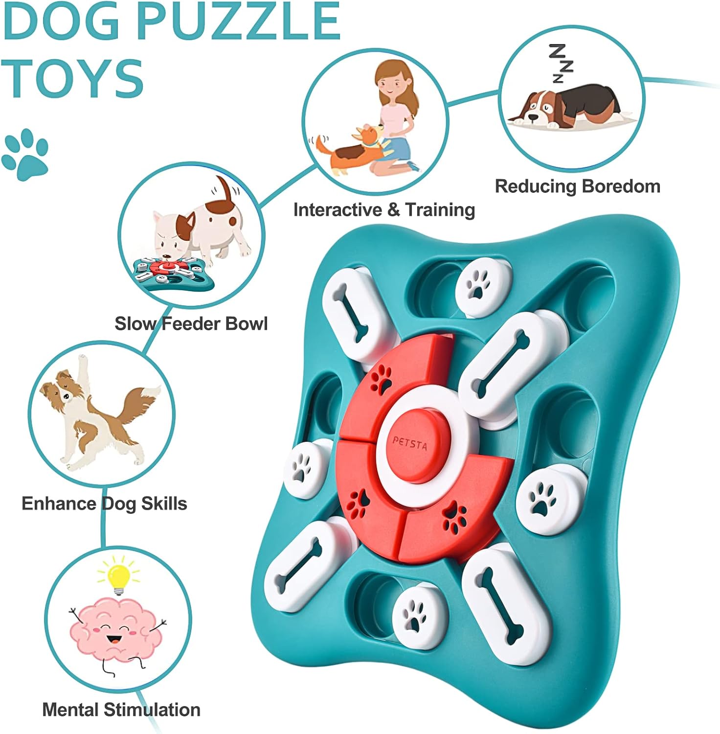 PETSTA Dog Puzzle Toys Treat Dispensing Level2-UFO 10"x10" Green New image 5