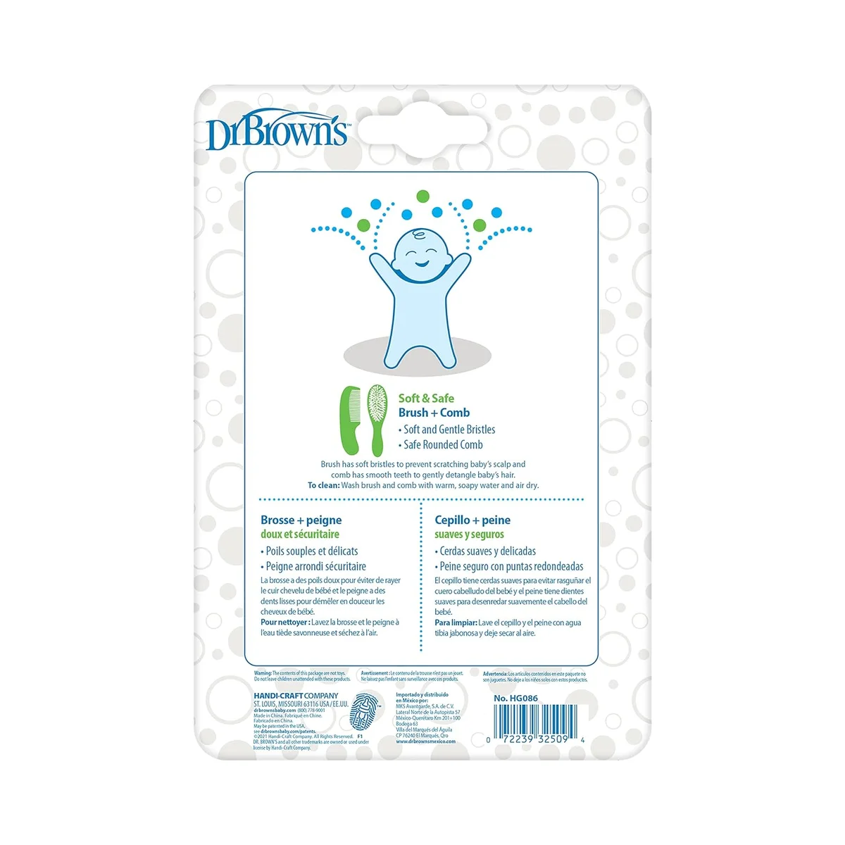 Dr. Brown's Soft and Safe Baby Brush + Comb Durable Wood Gentle Bristles New image 2