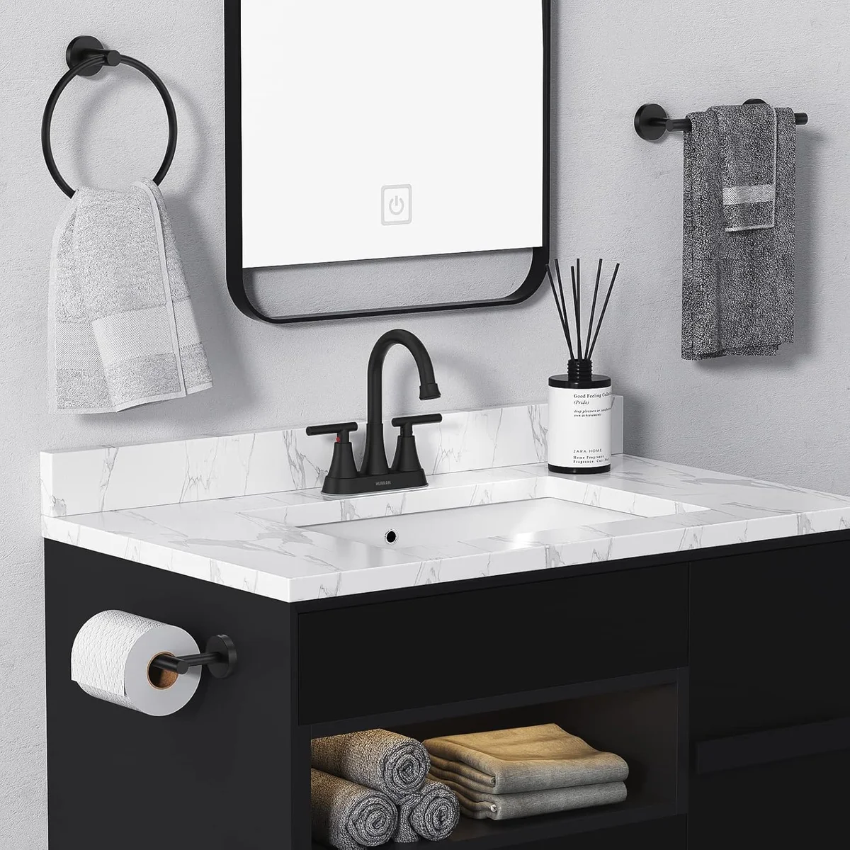 Hurran Bathroom Faucet 4 inch Matte Black 2-Handle Centerset with Pop-up Drain - New image 6