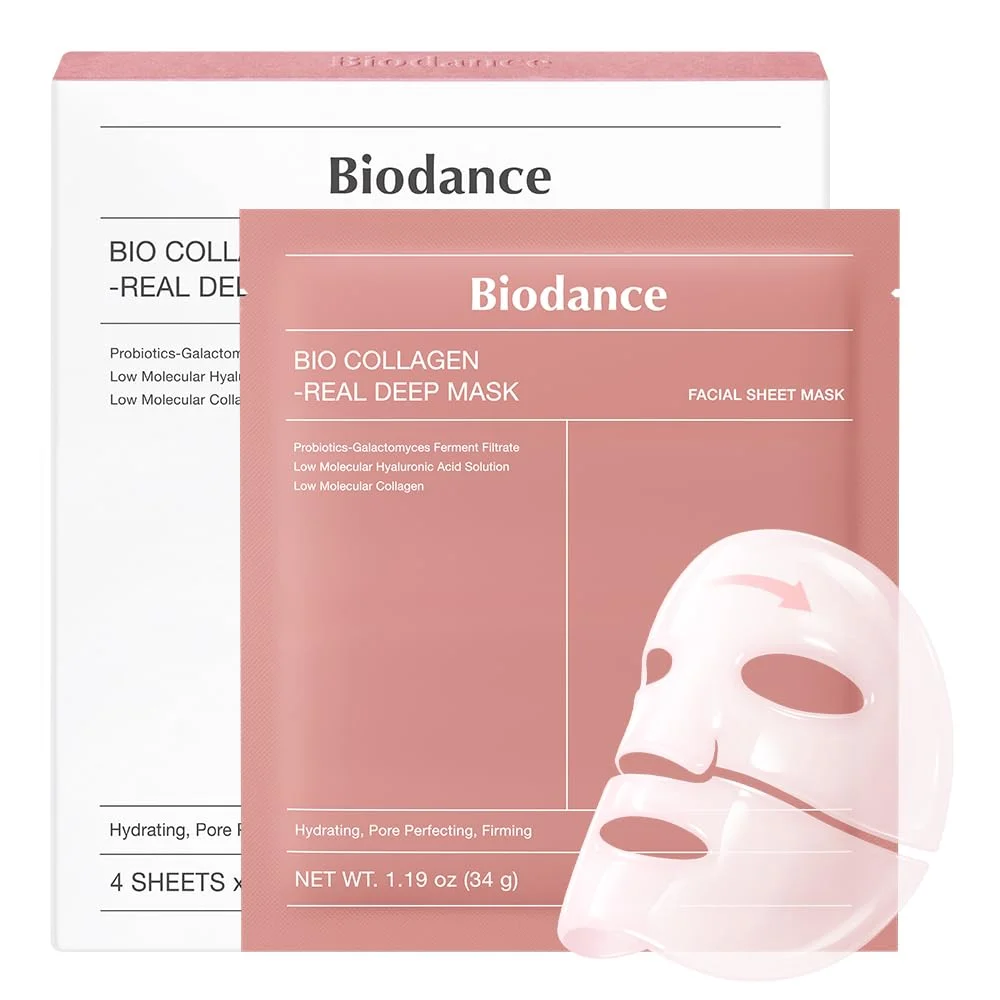 BIODANCE Bio-Collagen Real Deep Mask Hydrating Overnight Hydrogel Face Mask Pore Minimizing 1.19oz x 4ea New