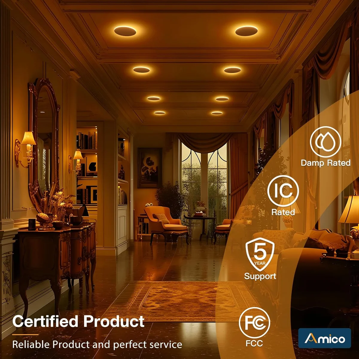 Amico 12 Pack 6 Inch LED Recessed Ceiling Light RD11-06-12-UC5-DN-WH 12W Dimmable 5CCT White New image 7