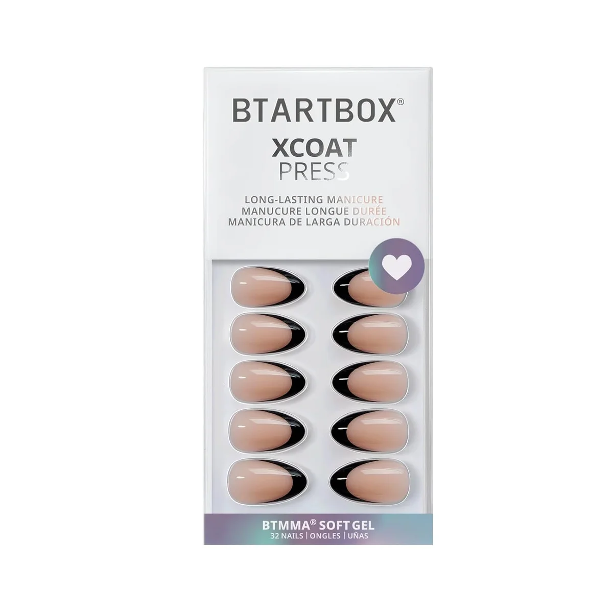 BTArtbox Press On Nails Short - Black French Almond 32 Soft Gel Glue On Nails Kit - New image 3