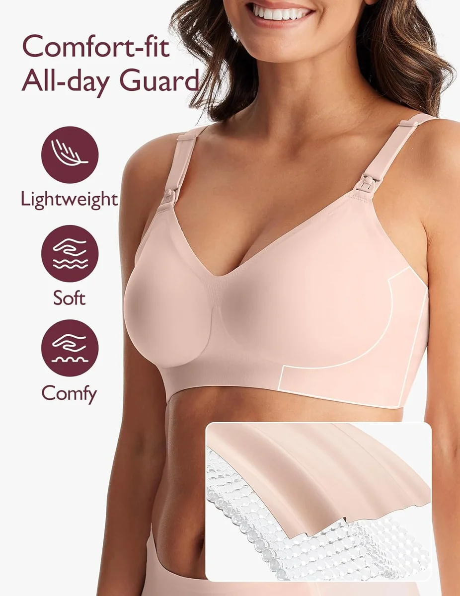 Momcozy Nursing Bras for Breastfeeding YN21 Seamless Ultra Comfort Black/Beige X-Large New image 10