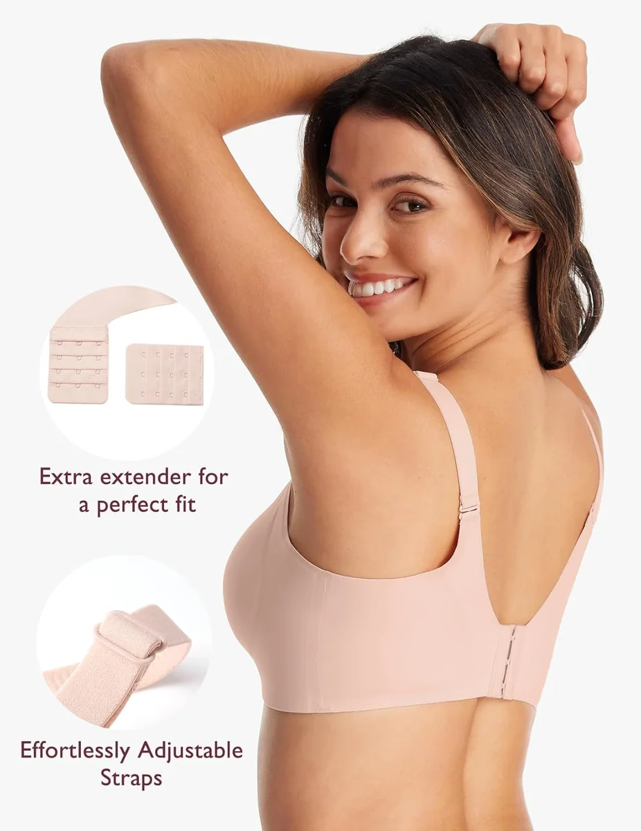 Momcozy Nursing Bras for Breastfeeding YN21 Seamless Ultra Comfort Black/Beige X-Large New image 13