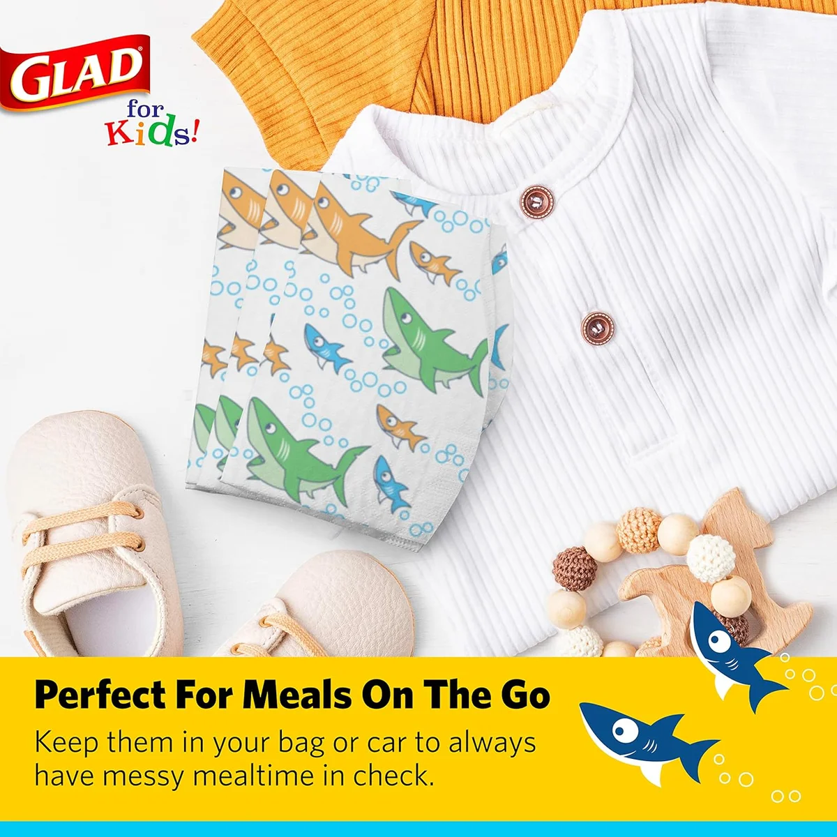 Glad Shark Disposable Paper Bibs with Crumb Catcher 30 Count - New image 4