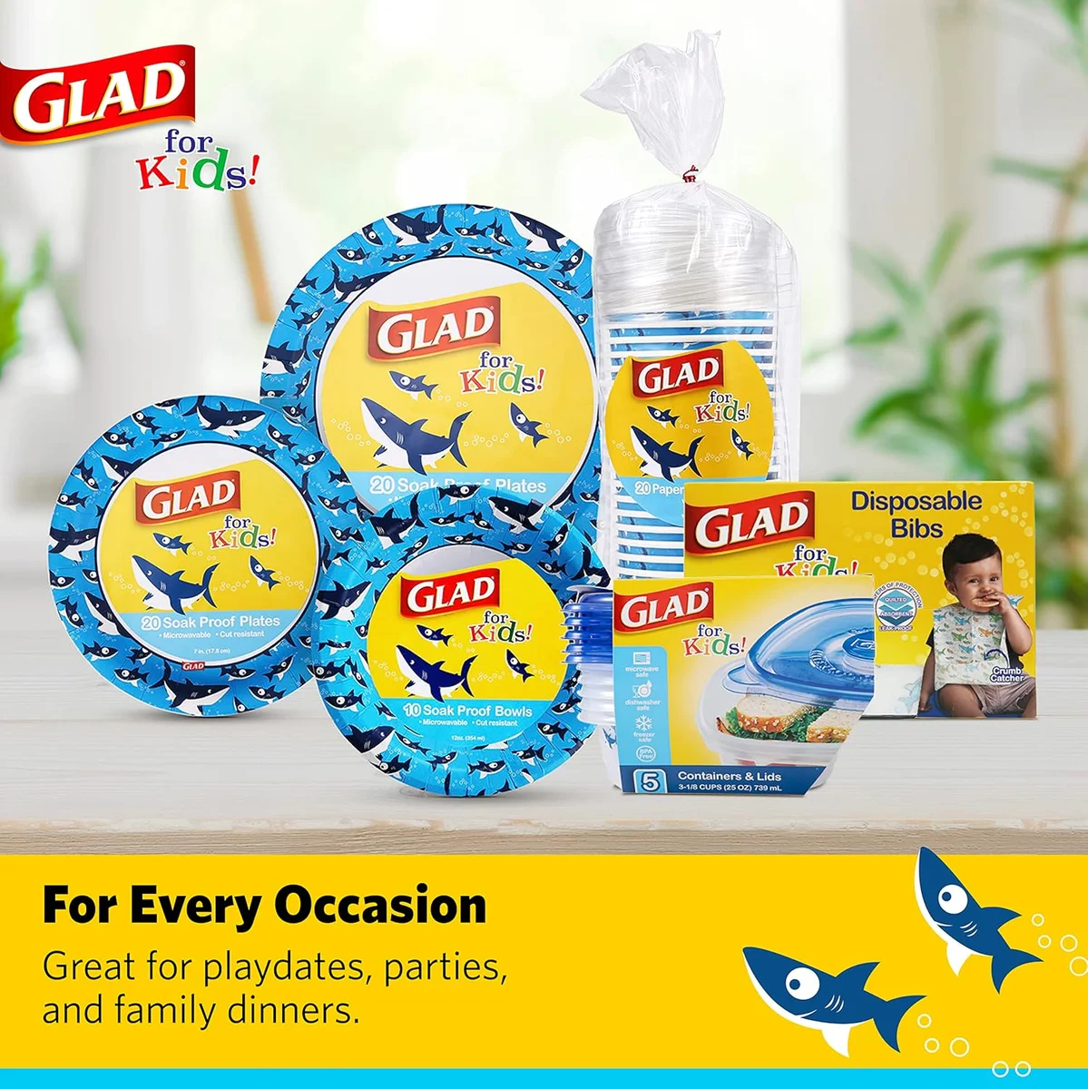 Glad Shark Disposable Paper Bibs with Crumb Catcher 30 Count - New image 7