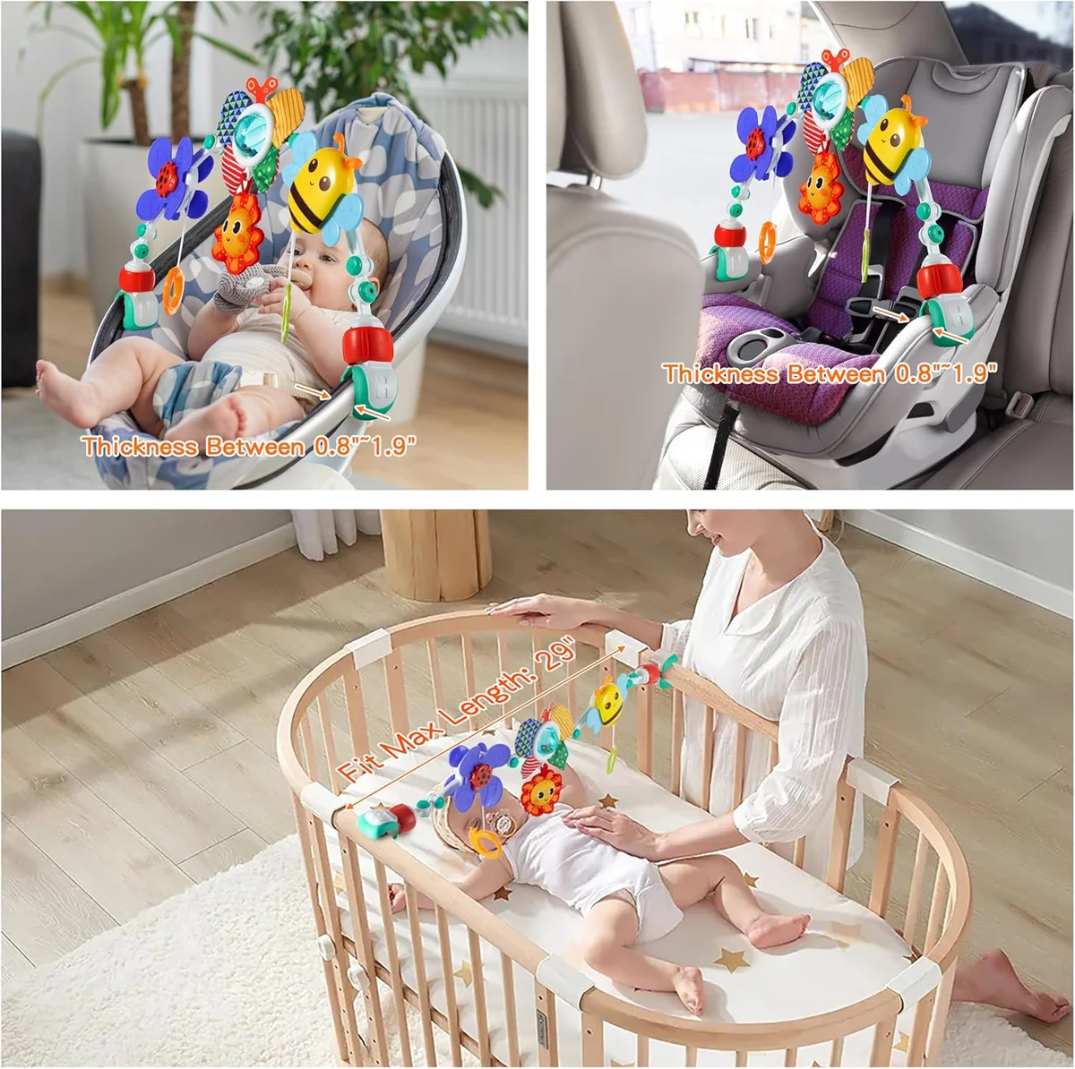 Lynncare Adjustable Arch Bassinet Toys HE0305 Sensory Activity Toy Medium, Small New image 5
