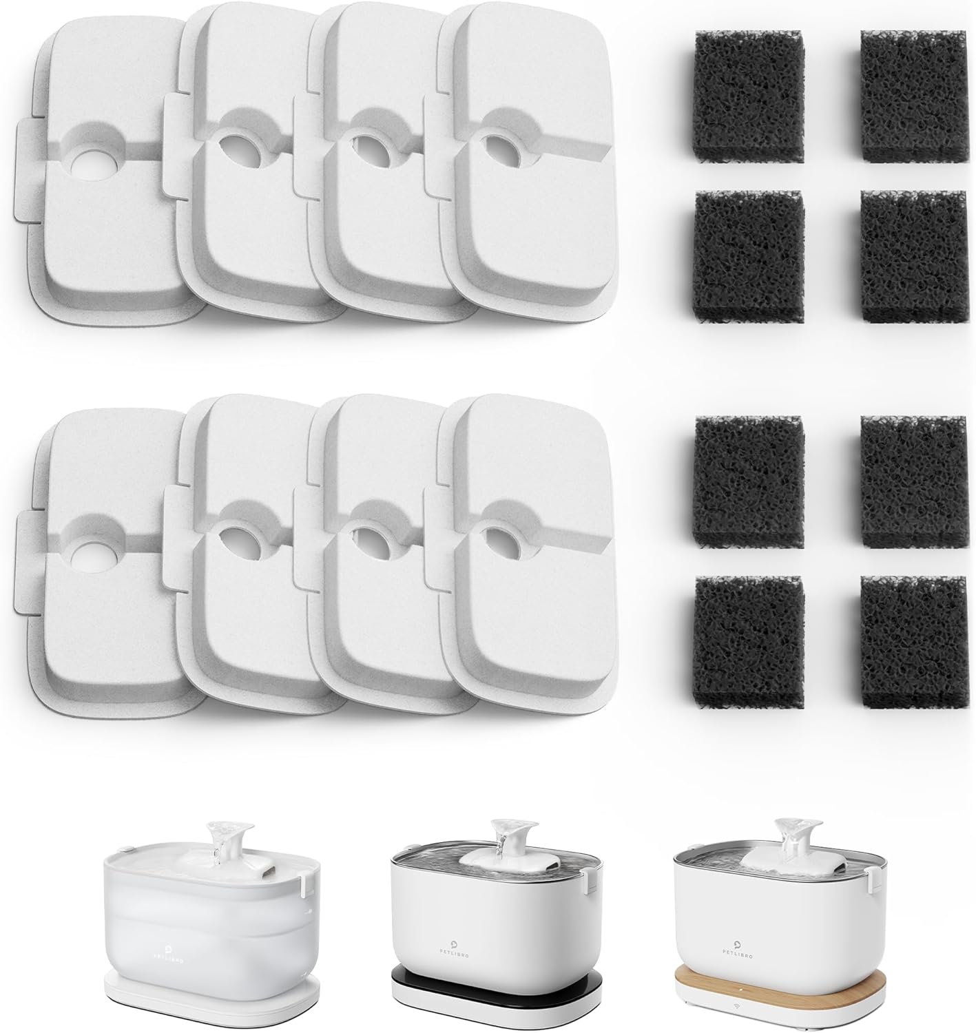 PETLIBRO Replacement Filters for Dockstream Cat Water Fountain PLWF005 8 Count Multi-layer Filtration White New