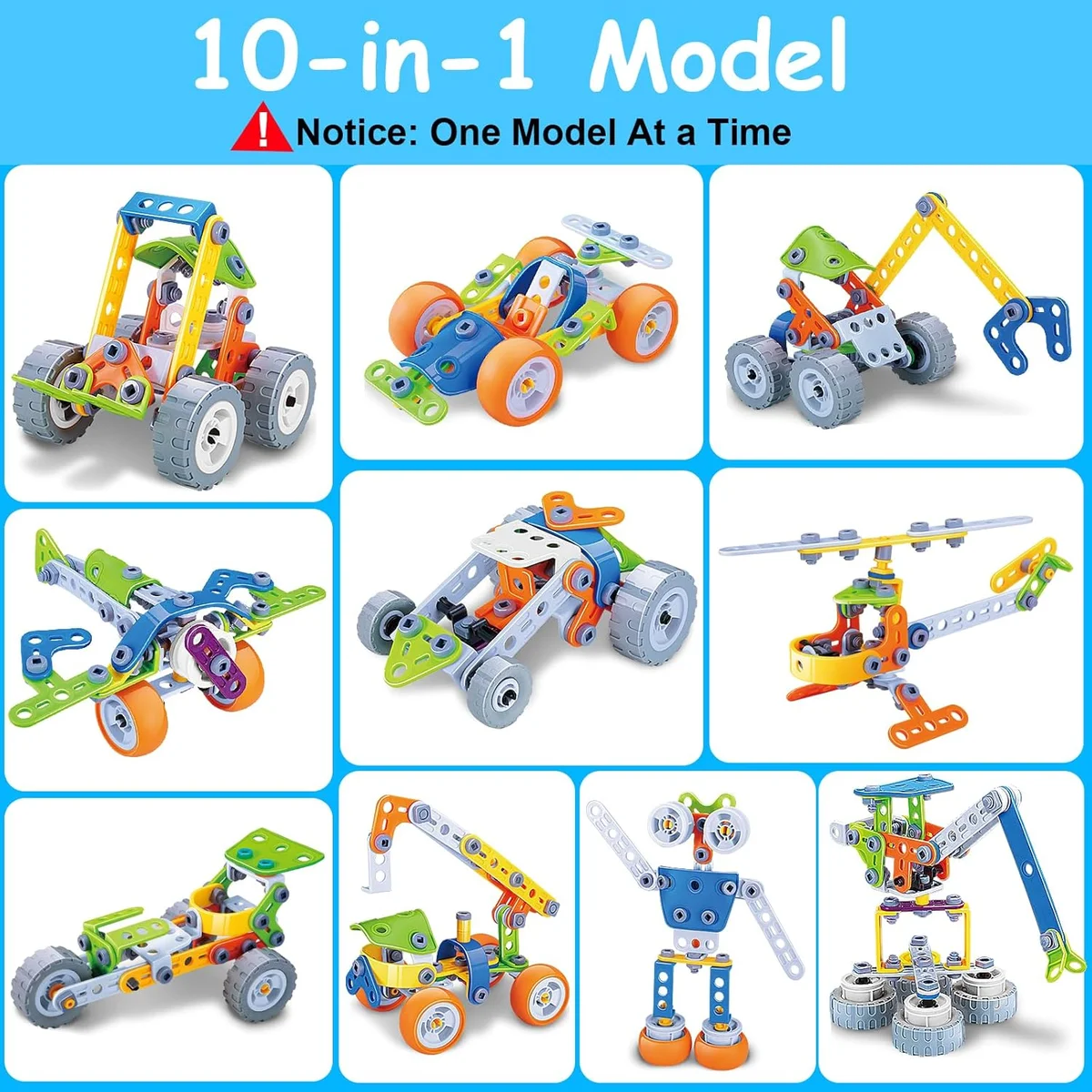 Tsomtto 10 in 1 STEM Toys Building Kits 167 Pieces for Kids Ages 3-8 Plastic New image 6