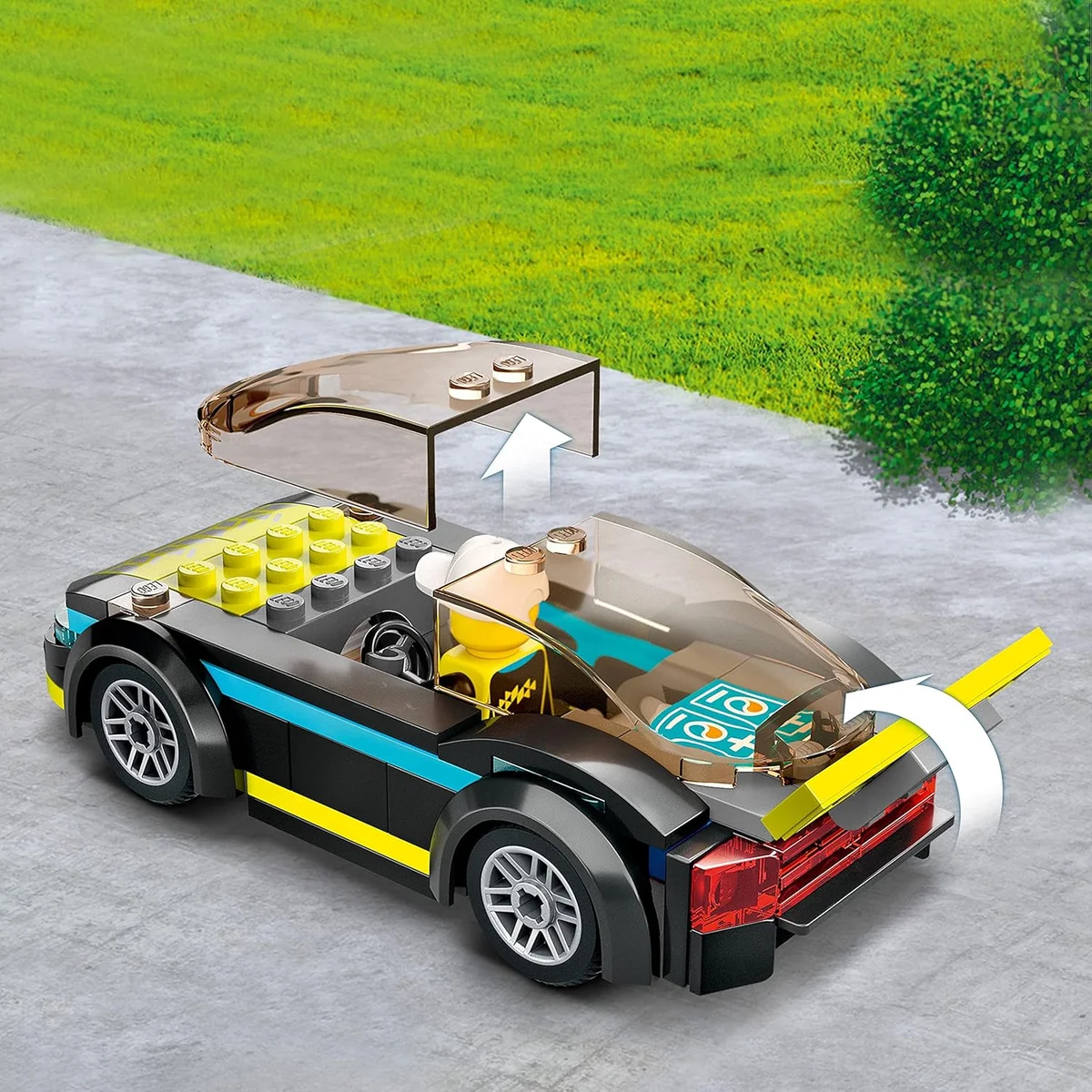 LEGO City Electric Sports Car 60383 Toy for Kids 5+ with Racing Driver Minifigure Multicolor New image 3