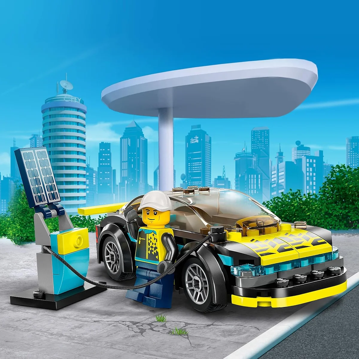 LEGO City Electric Sports Car 60383 Toy for Kids 5+ with Racing Driver Minifigure Multicolor New image 4