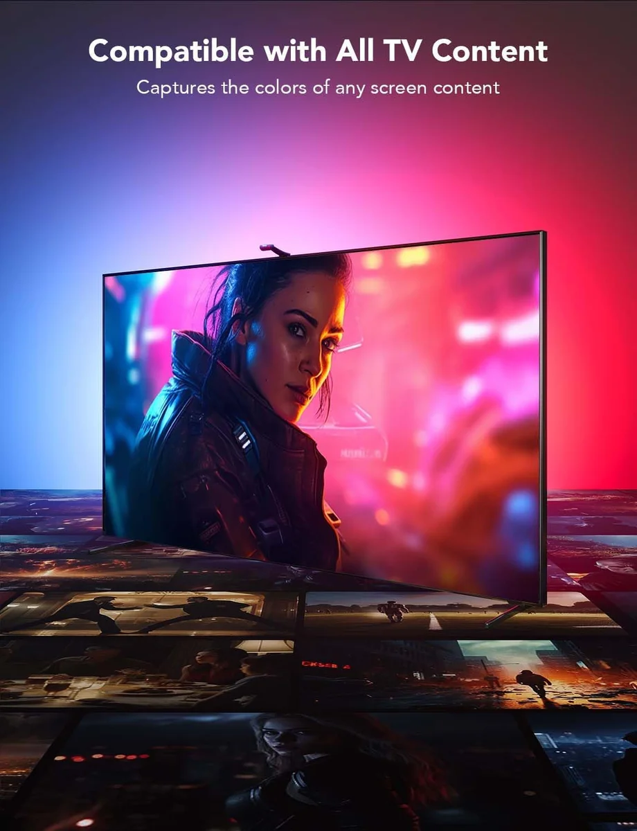 Govee Envisual TV LED Backlight T2 H605C 11.8ft RGBIC Wi-Fi for 55-65 inch TVs Multicolor New image 4