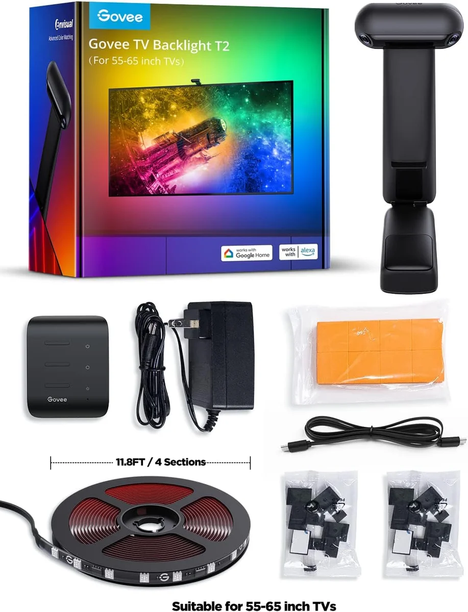 Govee Envisual TV LED Backlight T2 H605C 11.8ft RGBIC Wi-Fi for 55-65 inch TVs Multicolor New image 8