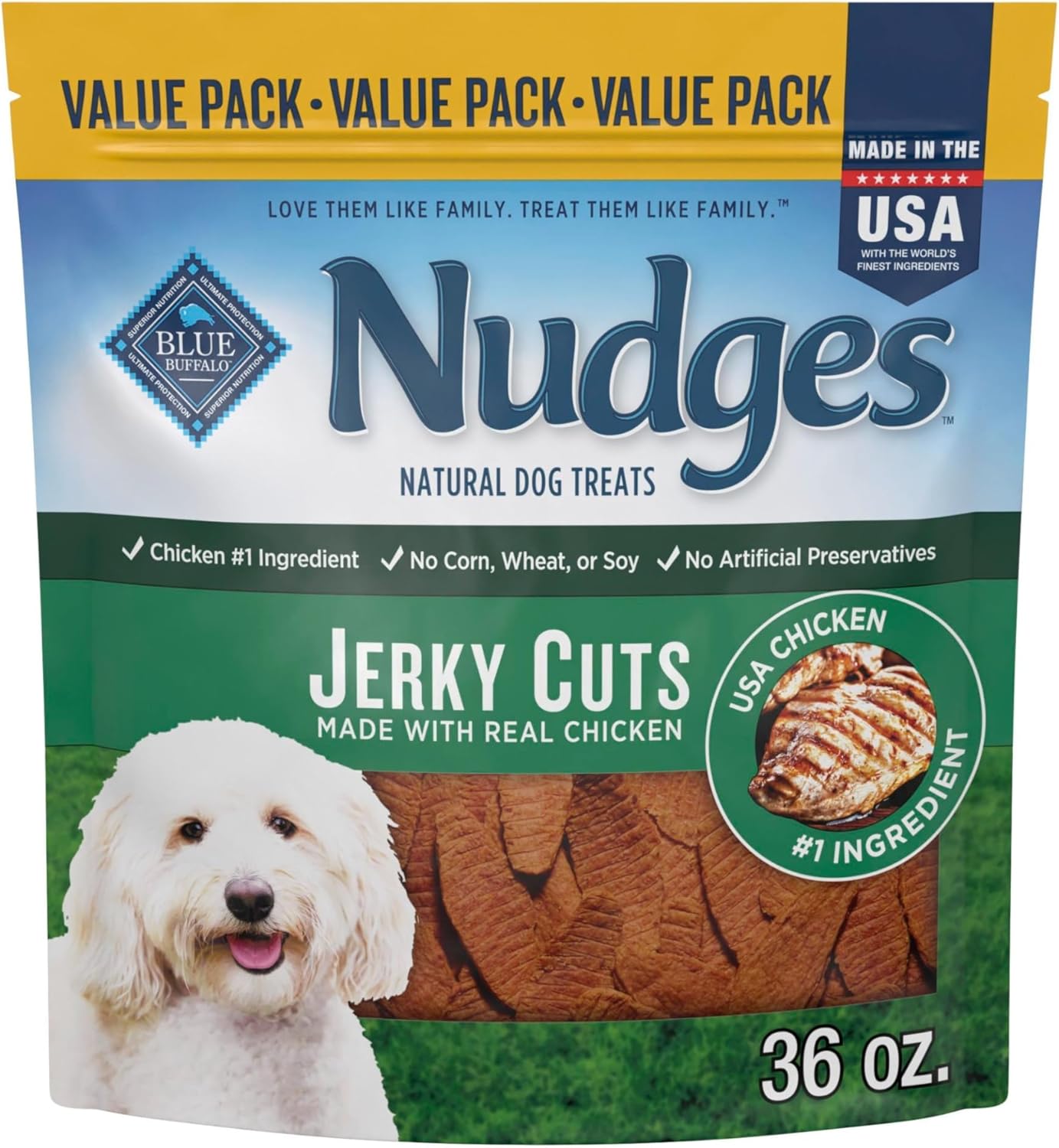 Blue Buffalo Nudges Jerky Cuts Natural Dog Treats 804286 36 Ounce Pack of 1 Chicken New