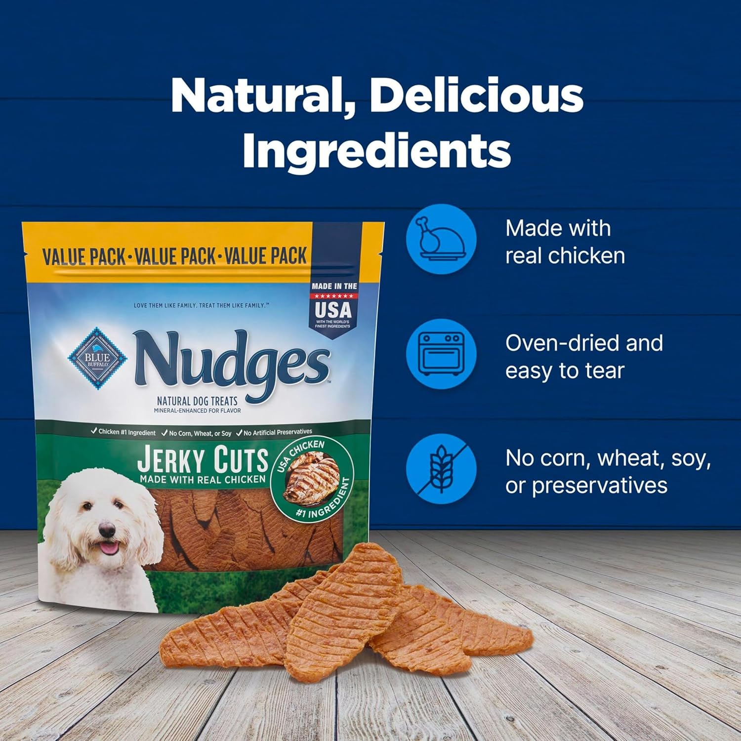 Blue Buffalo Nudges Jerky Cuts Natural Dog Treats 804286 36 Ounce Pack of 1 Chicken New image 6