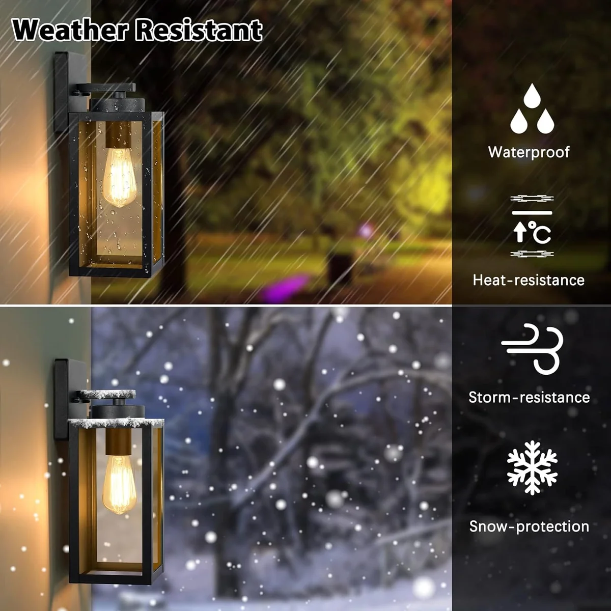 BesLowe Outdoor Wall Light Fixtures E26 Waterproof Modern Matte Black 2-Pack - New image 3