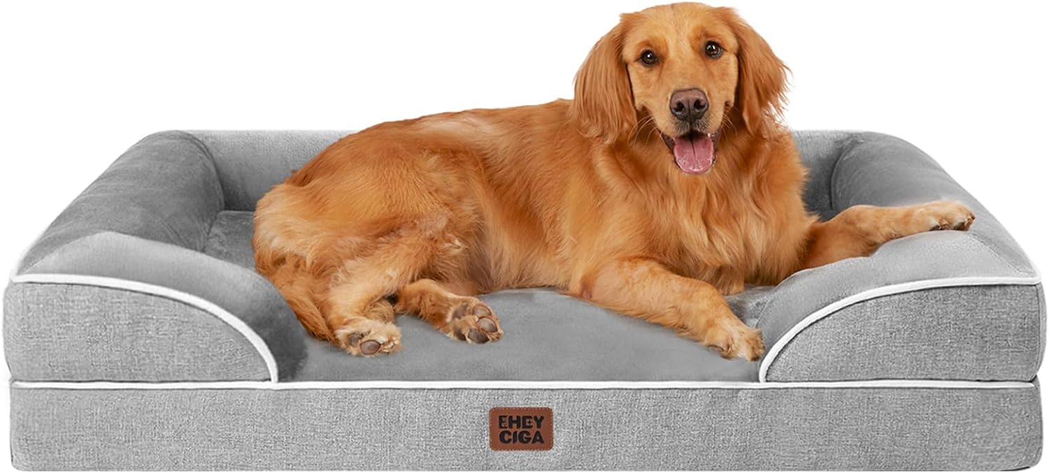 EHEYCIGA Orthopedic Dog Bed ECUS22MPT8S13XL 44x32 Inch Waterproof Memory Foam Grey New