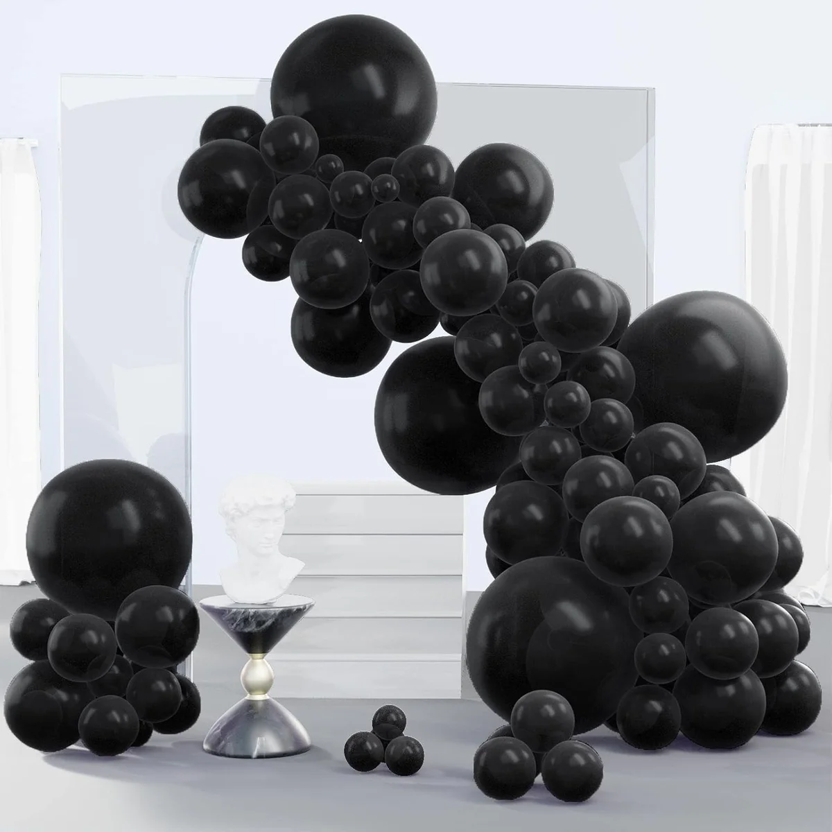 PartyWoo Black Balloons Arch Kit 140 pcs 5-18 Inch Latex - New