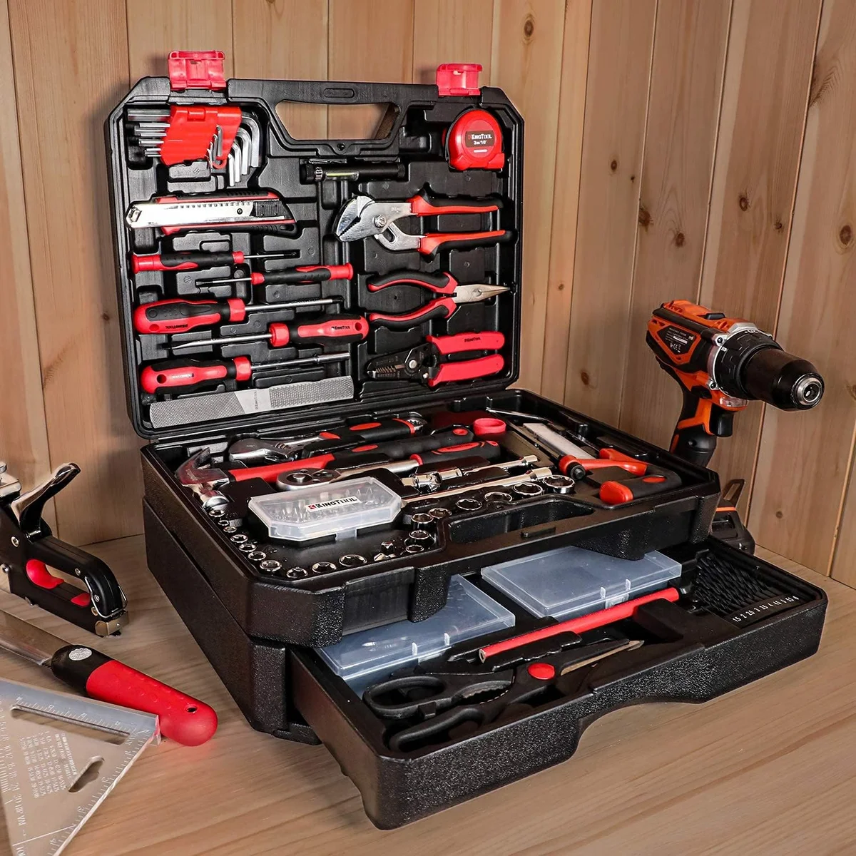KingTool 325 Piece Home Repair Tool Kit DS-HDT001 - Carbon Steel, Toolbox Included, New image 4