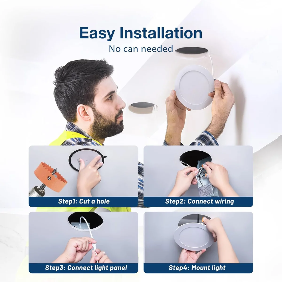 Amico 6 Inch Ultra-Thin LED Recessed Ceiling Light HS-STC512WH 1050LM Dimmable White New image 5